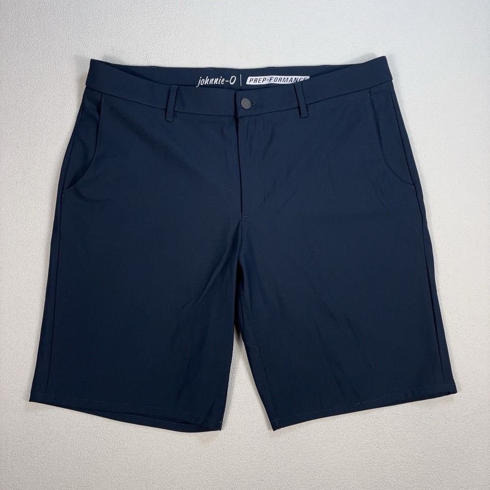Johnnie-O Prep-Formance Cross Country Shorts Men 34 *fits 35x9 Navy Stretch Golf
